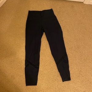 Deep blue leggings with mesh detail